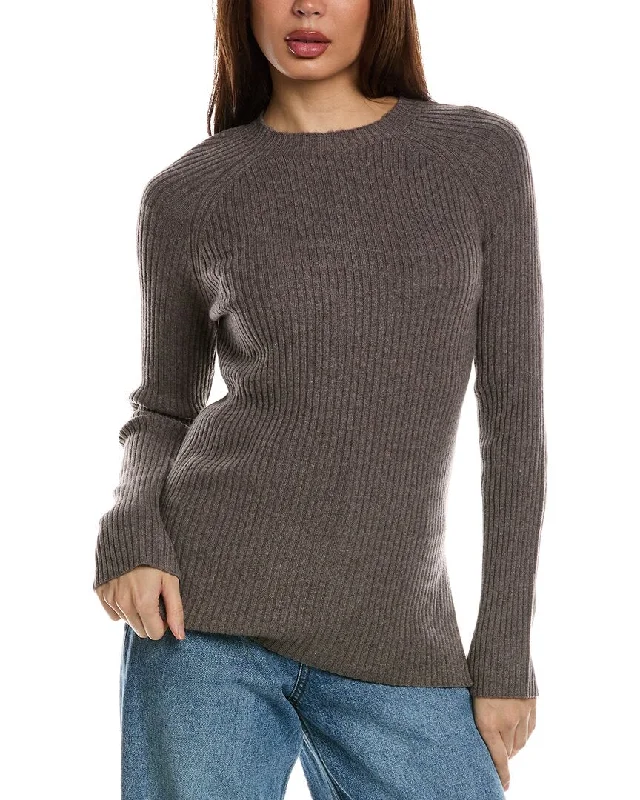 Pullover sweater crew neck-Women's Lace Denim Pullovers-Seraphina Wool & Cashmere-Blend Sweater