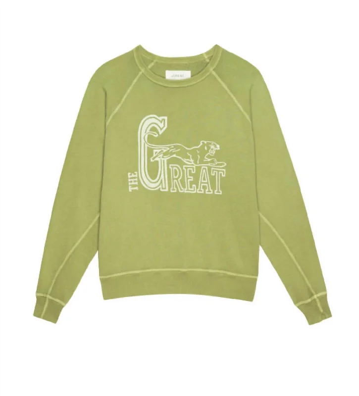 Striped pullover sweater design-Women's Crew Neck Pullovers-Women's The College Sweatshirt In Grassland