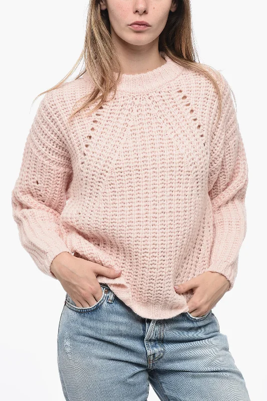 Pullover sweater breathable knit-Women's Quick-Dry Pullovers-Peserico Alpaca Wool Blended Pullover with Openwork Motif