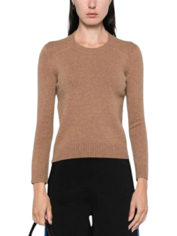 Cable knit pullover sweater-Women's Breathable Pullovers-Ludma Sweater In Camel