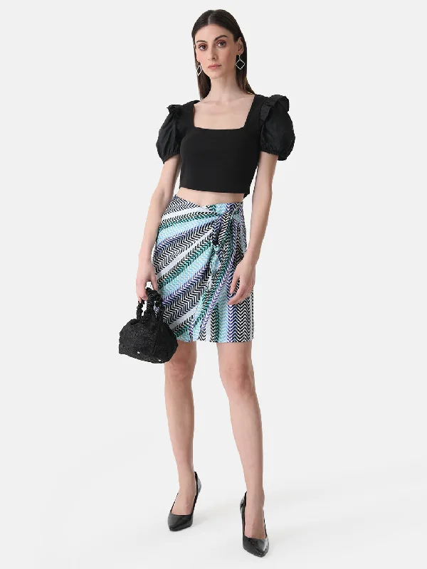 Golf Pleated Skirts-Women's Sequin Skirts-Printed Wrap Mini Skirt