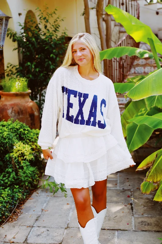 Asymmetrical Skirts-Women's Tulle Denim Skirts-Dreamer Pintuck Lace Trim Skirt - Off White