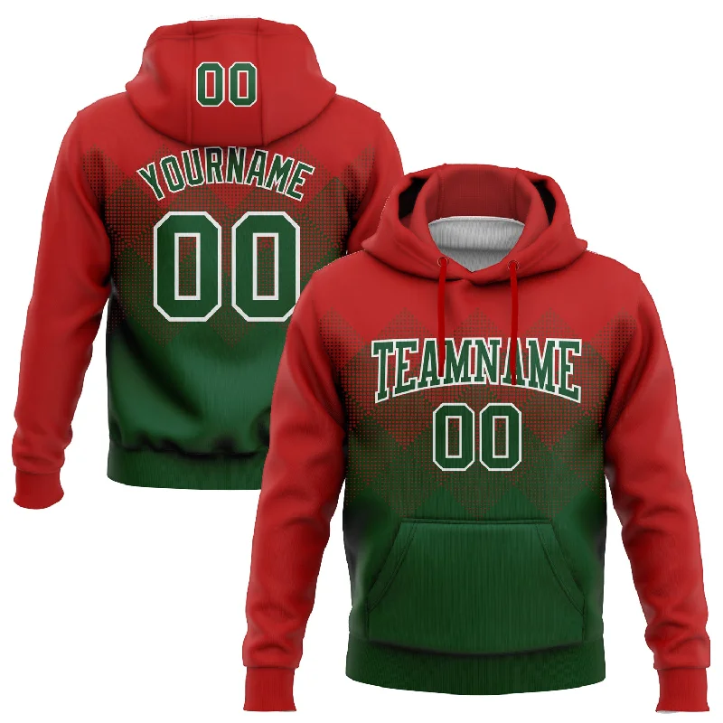 Hoodie for School-Women's Fashion Forward Hoodies-Custom Stitched Red Green-White 3D Pattern Design Gradient Square Shape Sports Pullover Sweatshirt Hoodie