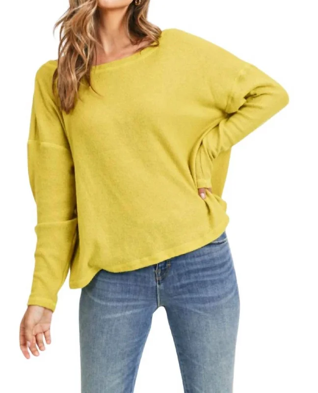 Cheap pullover sweater online-Women's Button-Front Denim Pullovers-Alexia Pullover Open-Back Sweater In Mustard