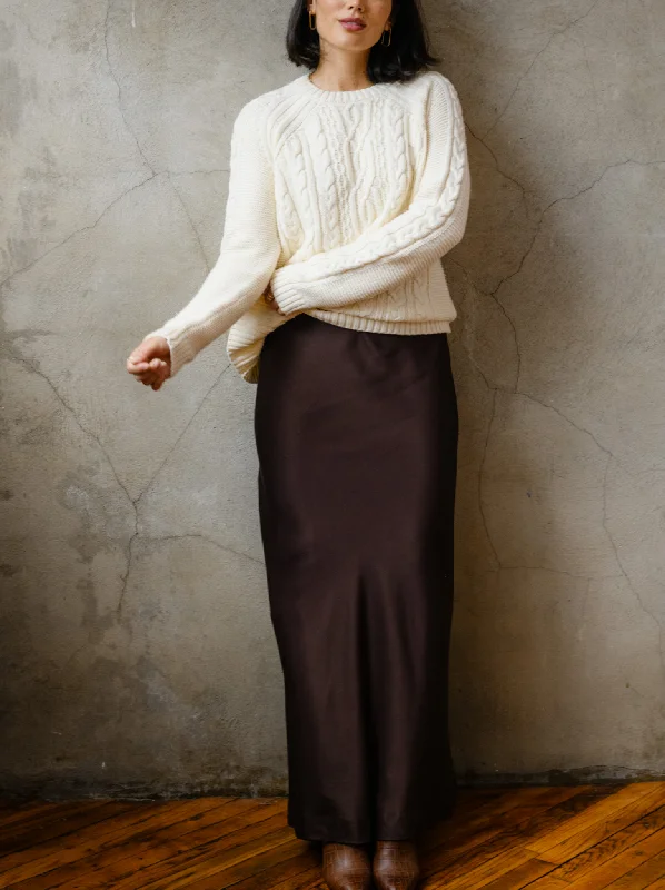 Voluminous Skirts-Women's Ribbed Pencil Skirts-Stoni Column Skirt - Sepia