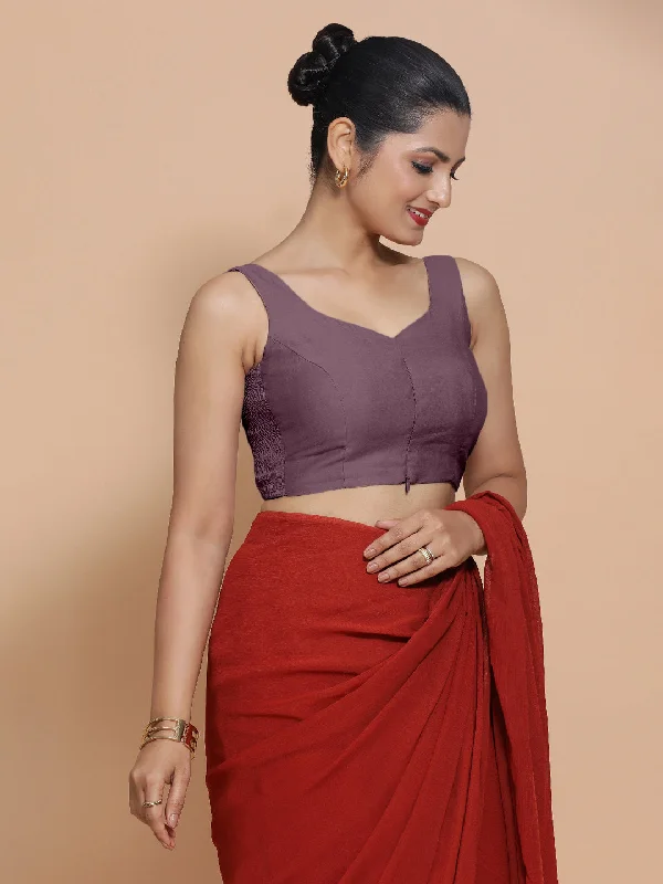 Blouses & Shirts for Fundraisers -  Women's Trendy Blouses-Nitya x Rozaana | Sleeveless Saree Blouse in Purple Mauve