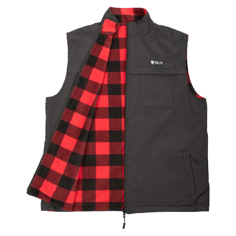 Pullover sweater stylish knitwear-Women's Zip Pullovers-Reversible Vest | Lumberjack Red | Black