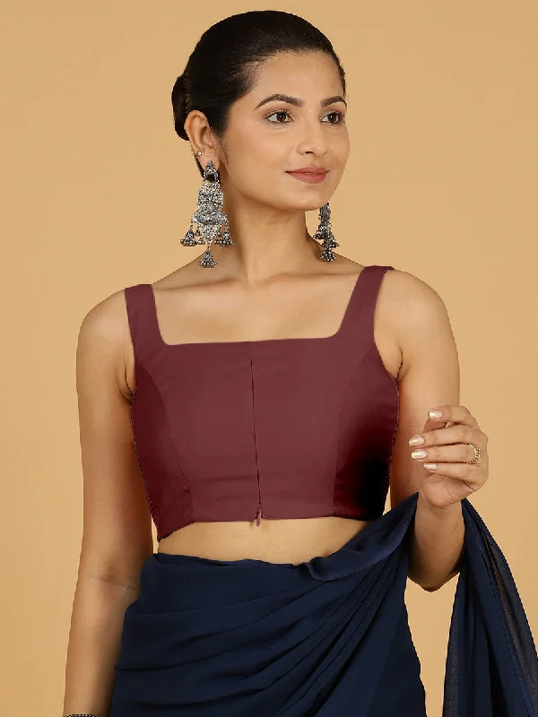 Blouses & Shirts for Punk Style -  Women's Crinkle Blouses-Nirma x Rozaana |  Saree Blouse in Deep Maroon