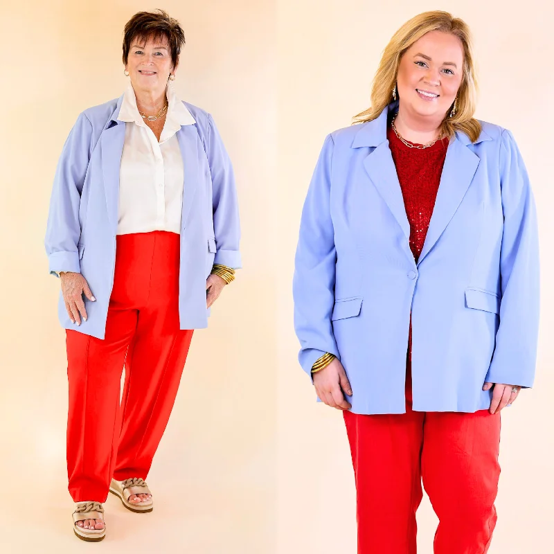 Reversible Blazer-Women's Camping Blazers-Winning Awards Long Sleeve Blazer in Periwinkle Blue