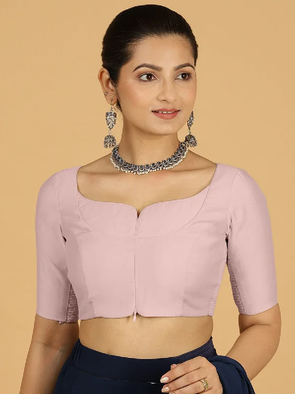 Blouses & Shirts for Artists -  Women's Flutter Sleeve Blouses-Priya x Rozaana | Elbow Sleeves Saree Blouse in Lilac