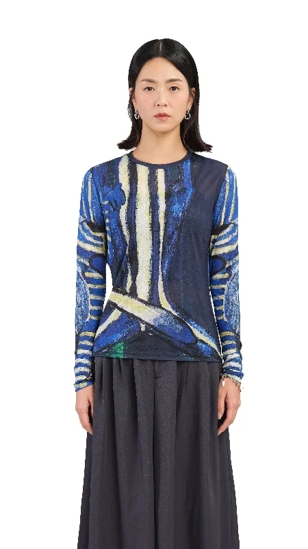 Pullover sweater comfy knit-Women's Layered Pullovers-Selk'Nam Graphic Printed Tight Top