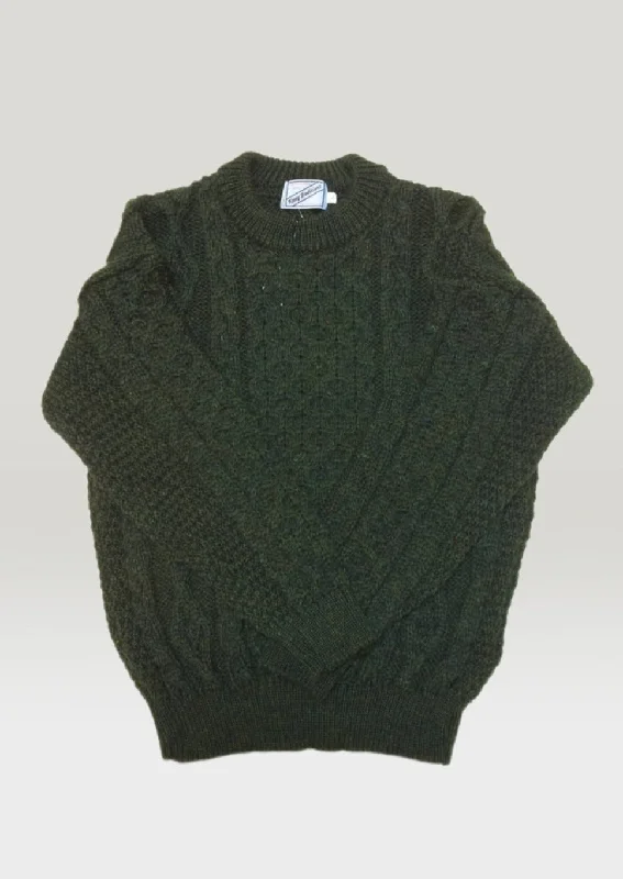 Pullover sweater vintage vibes-Women's Button-Front Floral Pullovers-Kerry Heavy Aran Sweater | Army Green