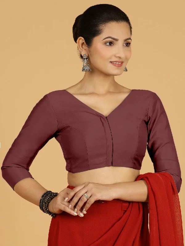 Blouses & Shirts for Elegant Style -  Women's Chiffon Shirts-Alia x Rozaana |  Saree Blouse in Deep Maroon