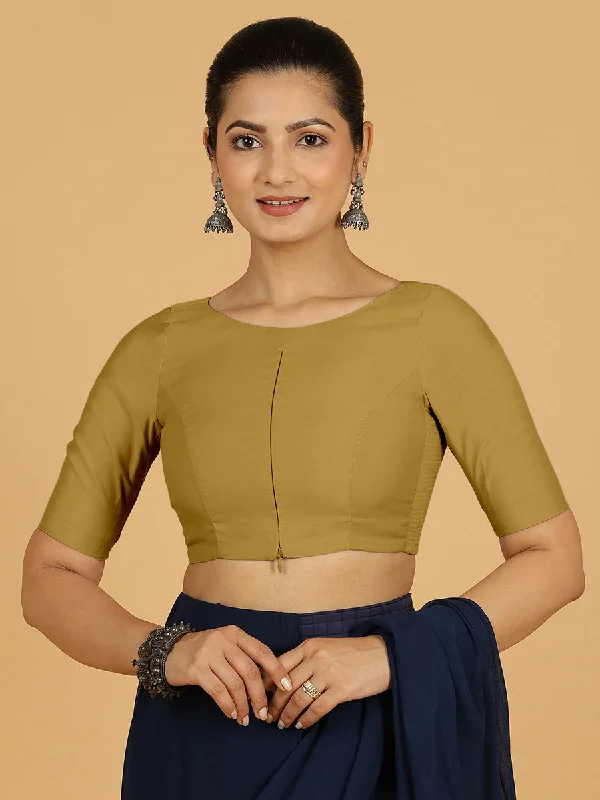 Blouses & Shirts for Summer -  Women's Feminine Blouses-Sushma x Rozaana | Regular Sleeves Saree Blouse in Dijon Mustard