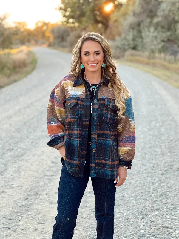 Pullover sweater chic outfit-Women's Textured A-Line Pullovers-The Western Plaid Button Up Top