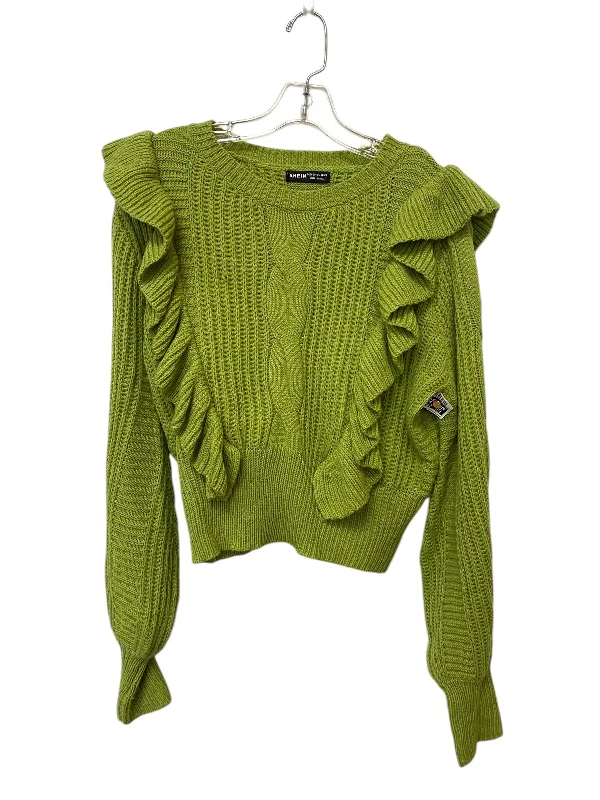 Pullover sweater soft knit-Women's V-Neck Pullovers-Sweater By Shein In Green, Size: L