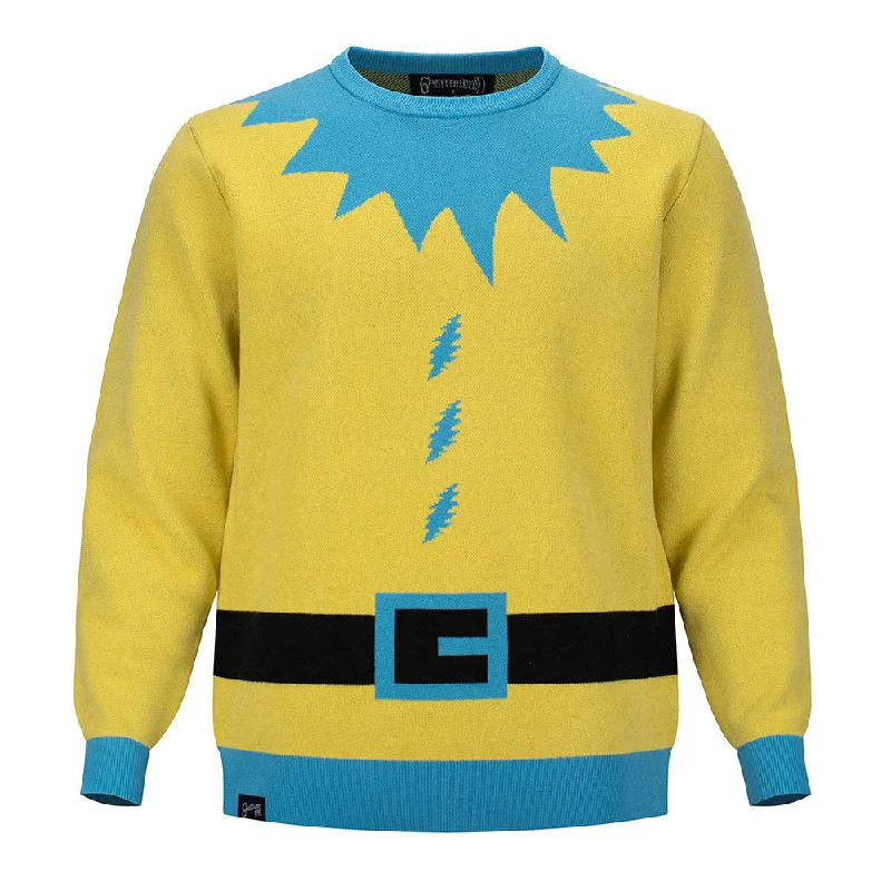 Pullover sweater cozy layers-Women's Satin Pencil Pullovers-Grateful Dead | Regular Sweater | Bolt in Blue & Yellow