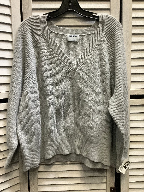 Pullover sweater chic sale-Women's Back-Open Pullovers-Sweater By Old Navy In Grey, Size: 2x