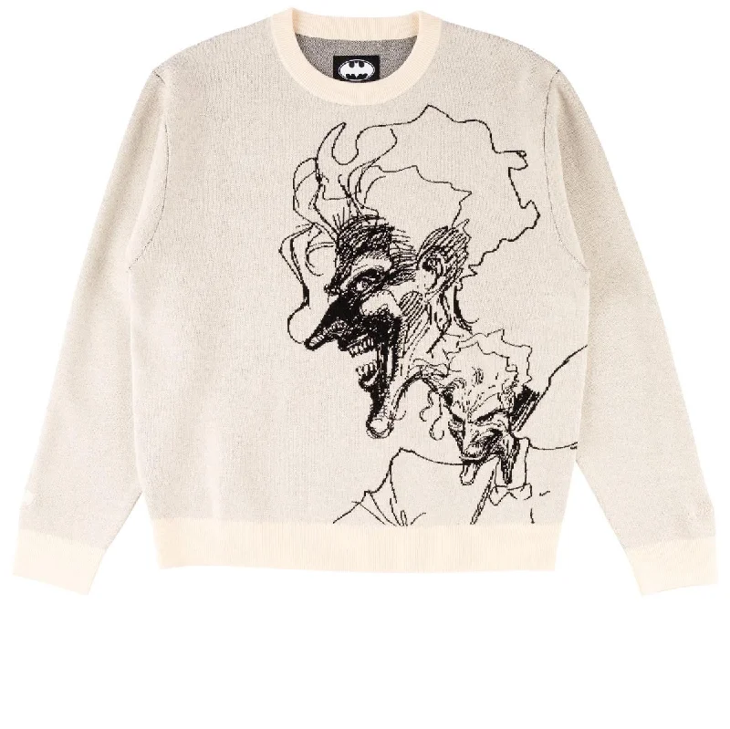 Pullover sweater chic knit-Women's Lace Pencil Pullovers-Welcome x Batman Joker Knit Sweater - Bone