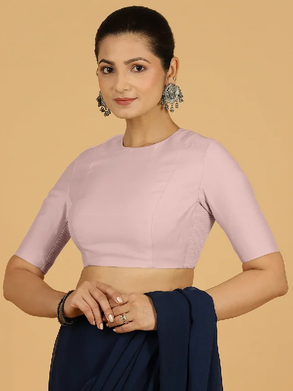 Blouses & Shirts for Beach -  Women's Bishop Sleeve Shirts-Amisha x Rozaana | Elbow Sleeves Saree Blouse in Lilac