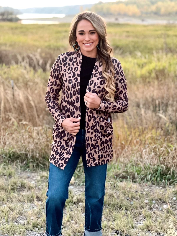 Pullover sweater cozy outfit-Women's Solid Color Pullovers-The Leopard Light Weight Cardigan