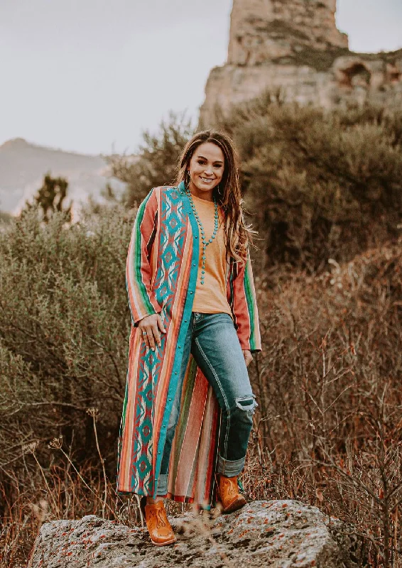 Pullover sweater stylish knitwear-Women's Shimmer Ruffle Pullovers-The New Mexico Serape Duster