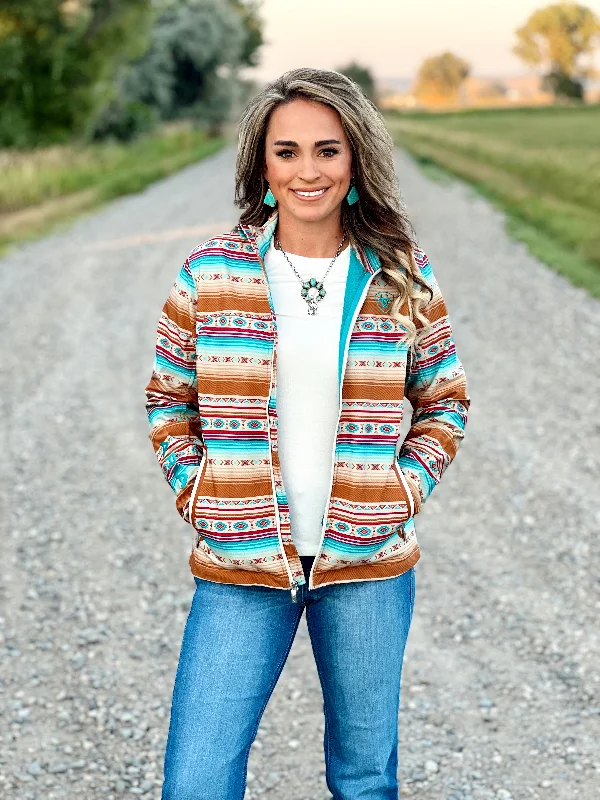 Pullover sweater elegant sale-Women's Slit Denim Pullovers-The Softshell Serape Sunset Jacket