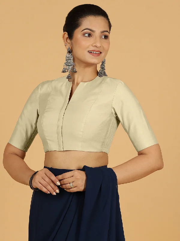 Blouses & Shirts for Casual Wear -  Women's Chiffon Shirts-Simar x Rozaana |  Saree Blouse in Ivory