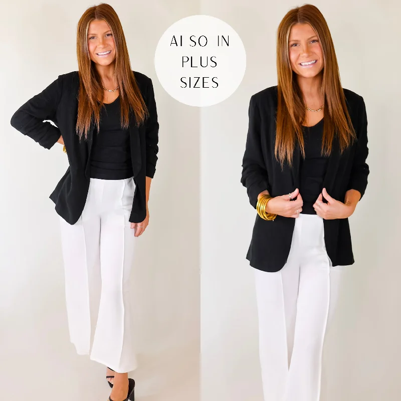 Smart Blazer-Women's Cotton Blazers-Promise Me Open Front Linen Blazer in Black