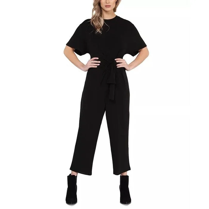 Casual Dresses for Easy Wear-Women's Casual T-Shirt Print Dresses-Black Tape Women's Knot-Front Culotte Jumpsuit Black Size Extra Small - XS