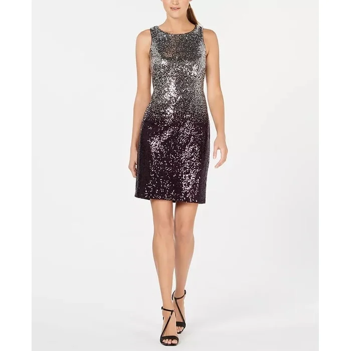 Casual Dresses for Adored-Women's Casual Friends Gathering Dresses-Calvin Klein Women's Ombre Sequin Sheath Dress Gray Size 2