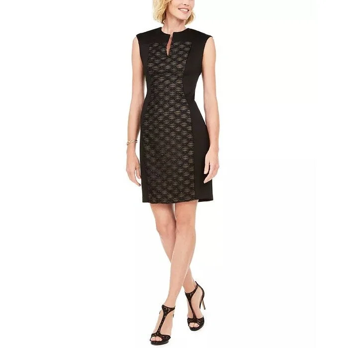 Casual Dresses for Sun-Women's Casual Party Solid Color Dresses-Connected Women's Embellished Sheath Dress Black Size 6