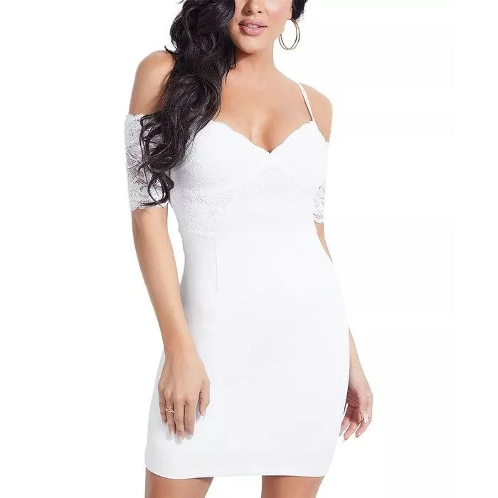 Casual Dresses for Popular-Women's Casual Festival Solid Color Dresses-Guess Women's Raquel Dress White Size Small