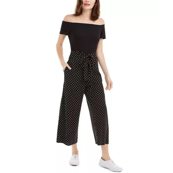 Casual Dresses for Fun-Women's Casual Dressy Dresses-Maison Jules Women's Off The Shoulder Jumpsuit Black Size Medium