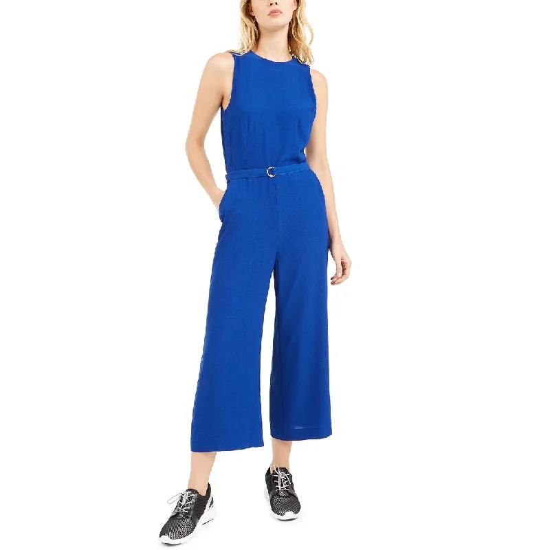 Casual Dresses for Afternoon-Women's Casual Cookout Dresses-Michael Kors Women's Belted Jumpsuit Blue Size 10