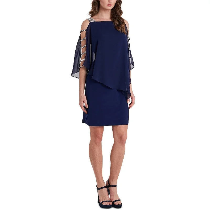 Casual Dresses with Slits-Women's Casual BBQ Dresses-MSK Women's Embellished Dress Blue Size Extra Large