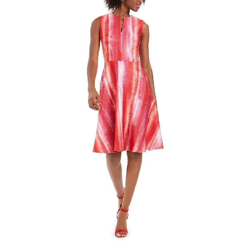 Casual Dresses for Couple-Women's Casual Tiered Dresses-N Natori Women's Printed A Line Dress Bright Pink Size 4