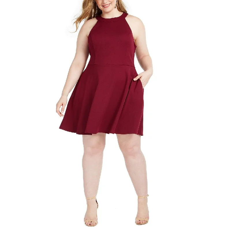 Casual Dresses for Wrinkle-Free-Women's Casual Midi Dresses-Speechless Women's Trendy Plus Size Bow-Back A-Line Dress Red Size 20