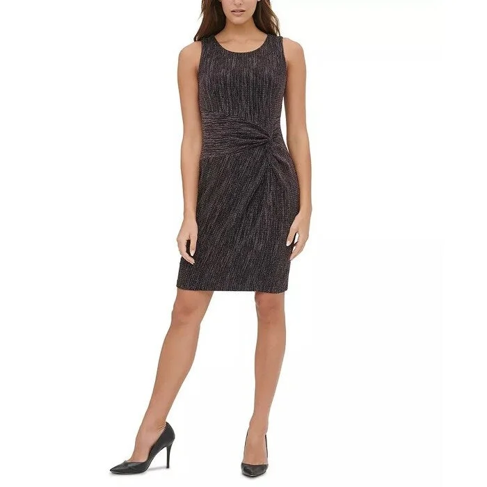 Casual Dresses for Plaid-Women's Casual Mini Beach Dresses-Tommy Hilfiger Women's Metallic Sheath Dress Charcoal Size 6