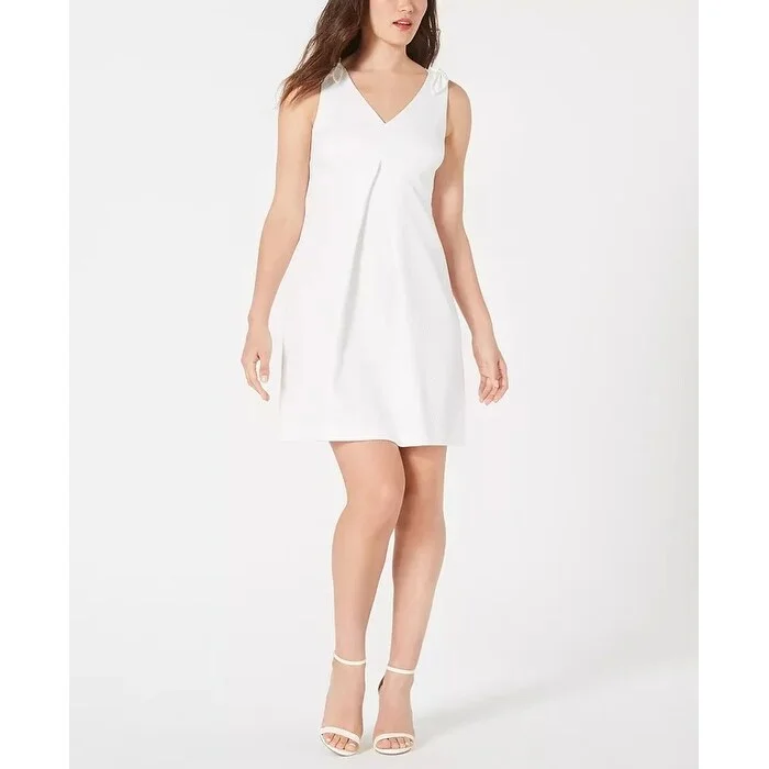 Casual Dresses for Exclusive-Women's Casual Hoodie Dresses-Trina Trina Turk Women's Pleated A Line Dress White Size 4