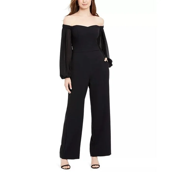 Casual Dresses for Hip-Women's Casual Festival Dresses-Vince Camuto Women's Off The Shoulder Jumpsuit Black Size 4