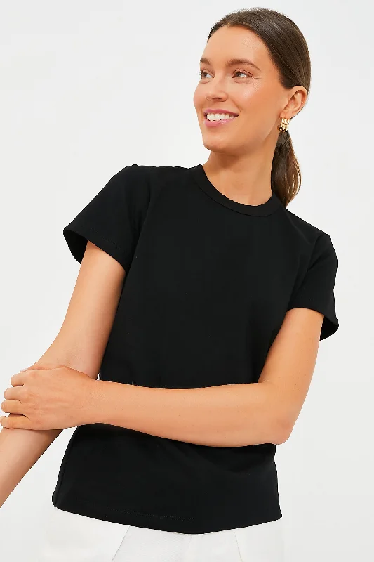 Blouses & Shirts for Meditation -  Women's Embellished Blouses-Black Billy Slim Fit Tee