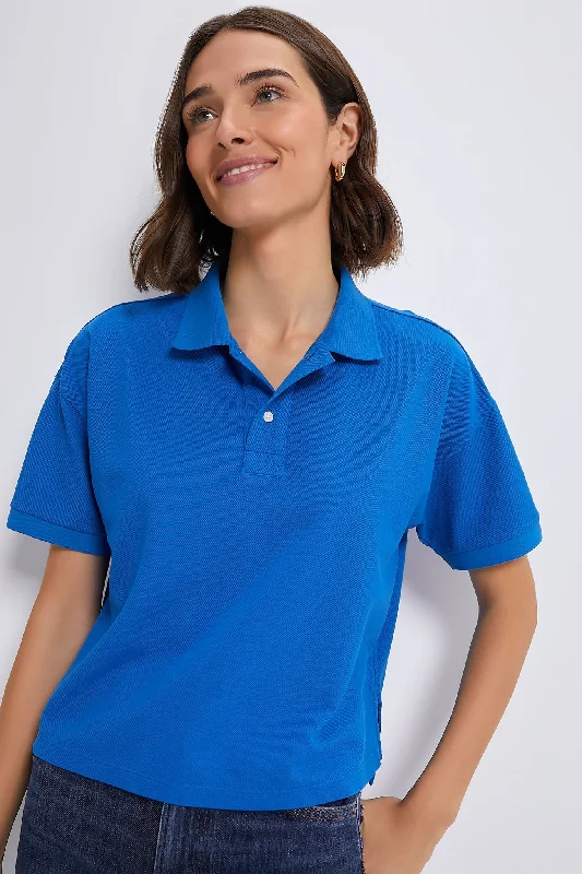 Blouses & Shirts for Limited Editions -  Women's Zip-Up Shirts-Blue Pique Holmes Boyfriend Polo