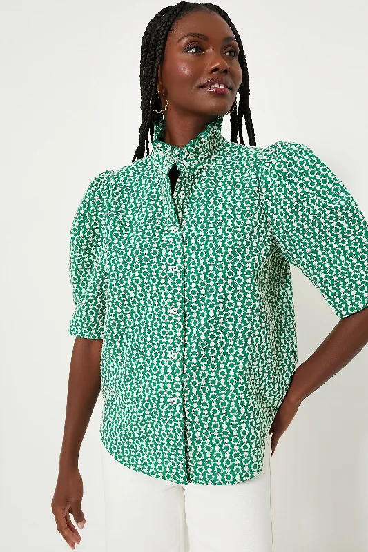 Blouses & Shirts for Road Trips -  Women's Floral Print Blouses-Greenbriar Eyelet Alicia Blouse