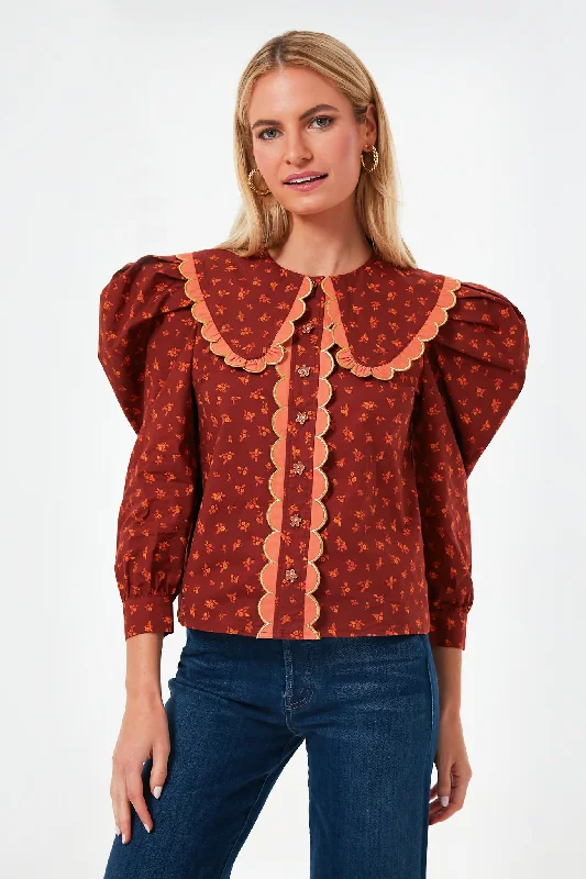 Blouses & Shirts for Elegant Style -  Women's Chiffon Shirts-Rust Denali Blouse