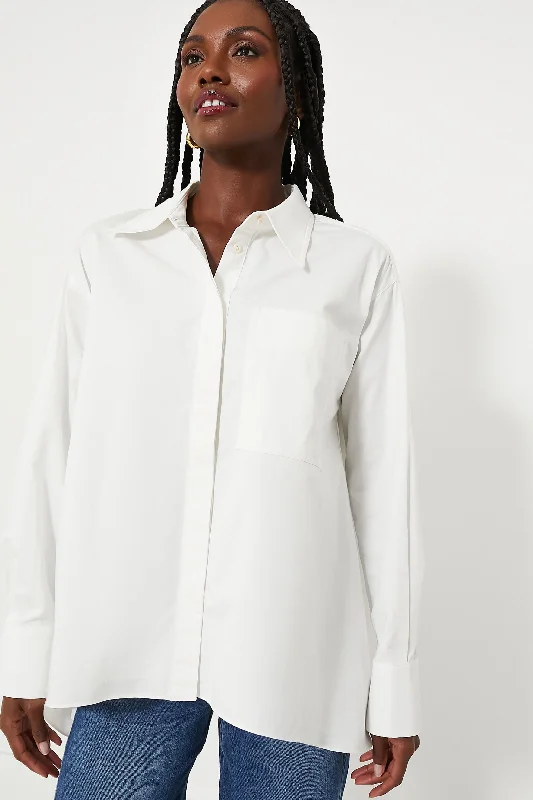 Blouses & Shirts for Work -  Women's Backless Blouses-White Cotton Cape Button Down