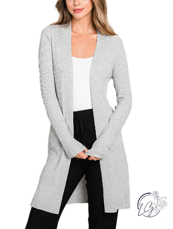 Cardigan elegant knitwear-Women's UV Protection Cardigans-(SALE) On The Road Long Ribbed Cardigan