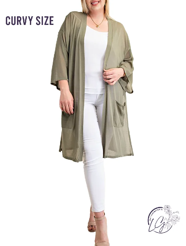 Cardigan chic fabric-Women's Thermal Cardigans-Curvy Boost The Mood Long Cardigan