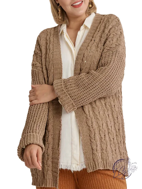 Cardigan stylish knitwear-Women's Tulle Pleated Cardigans-Curvy My Favorite Season Cardigan