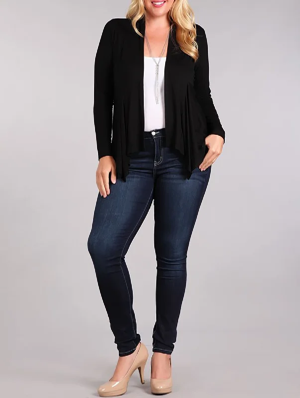 Cardigan chic knitwear-Women's V-Neck Cardigans-Curvy What a Look Open Cardigan